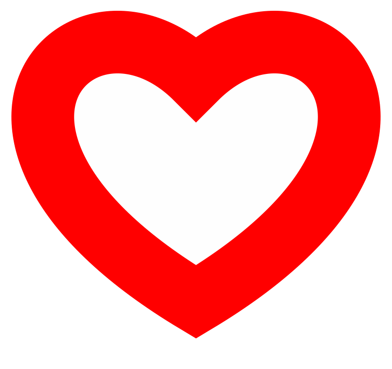 Thick red outlined white heart