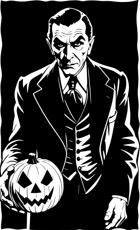 Bela Lugosi holding a pumpkin