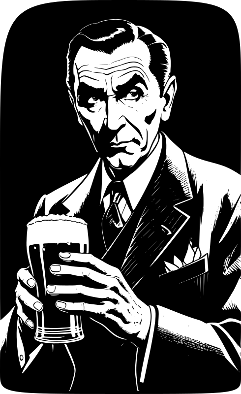 Bela Lugosi holding a beer