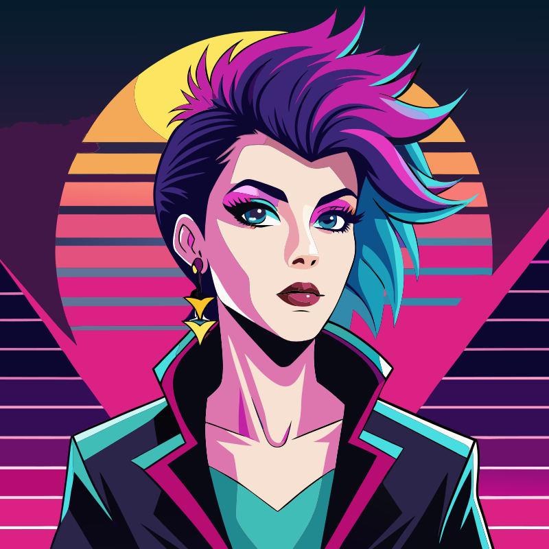 Synthwave punk woman