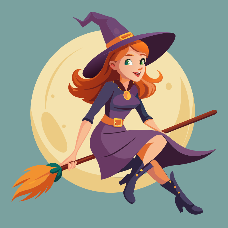 Witch riding on a broom