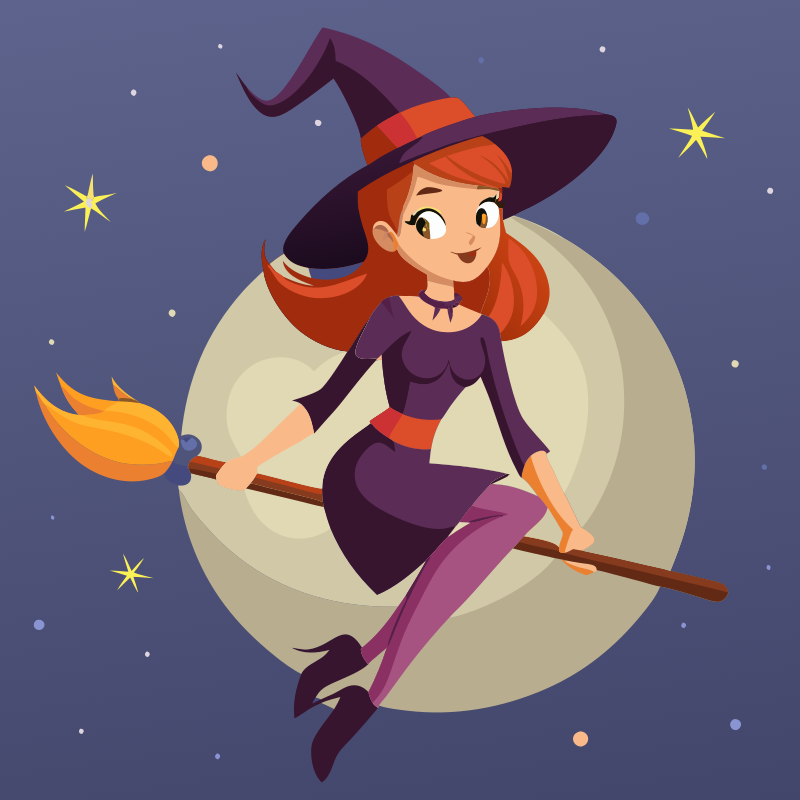 Witch riding on a broom 