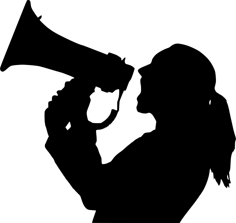 protesting woman megaphone