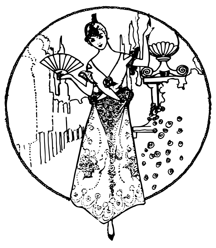 Lady in a Dress with a Fan