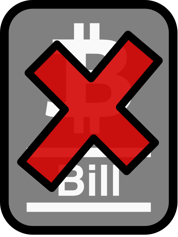 Bitcoin Bill Rejection Icon