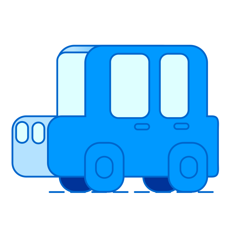 Cute Car Minimal 2D Blue Icon