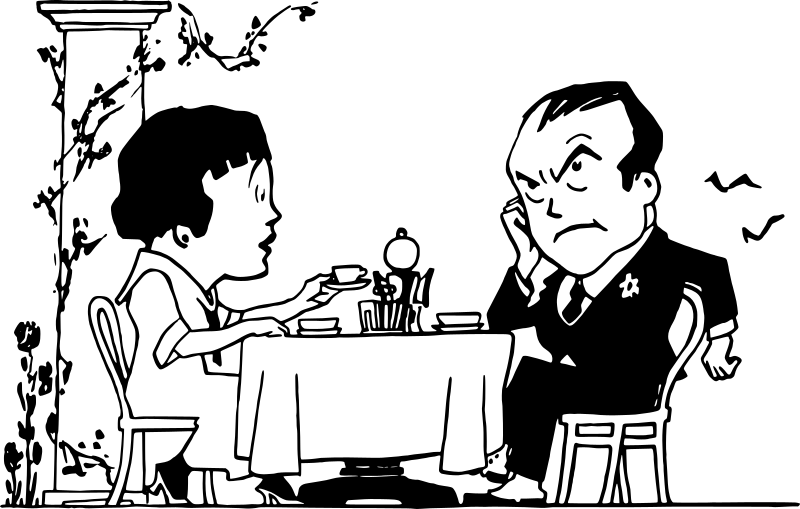 Grumpy Man at a Table