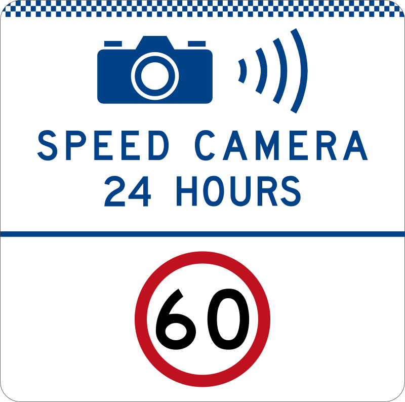 Speed Enforcement Camera Road Sign in Australia