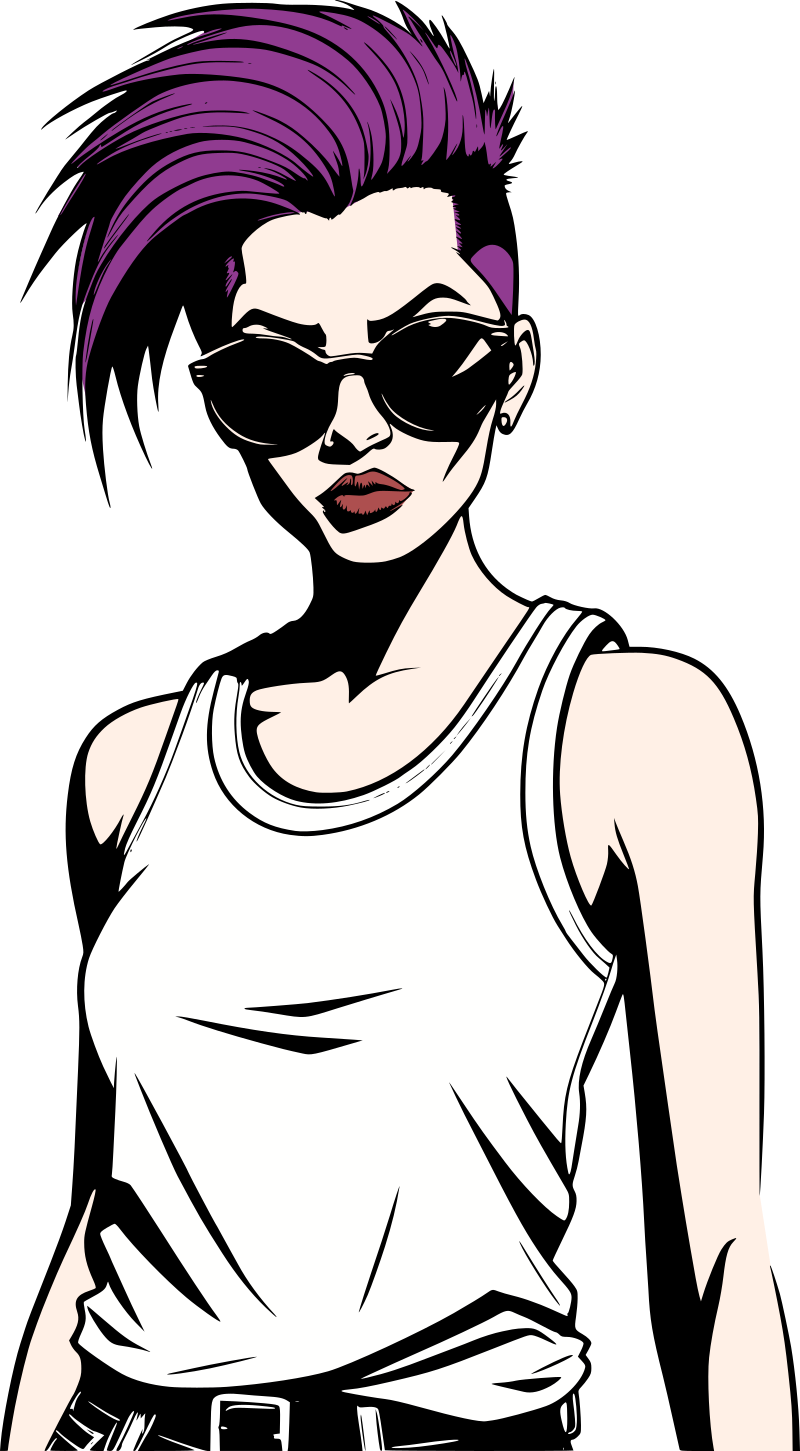 Punk woman in sunglasses