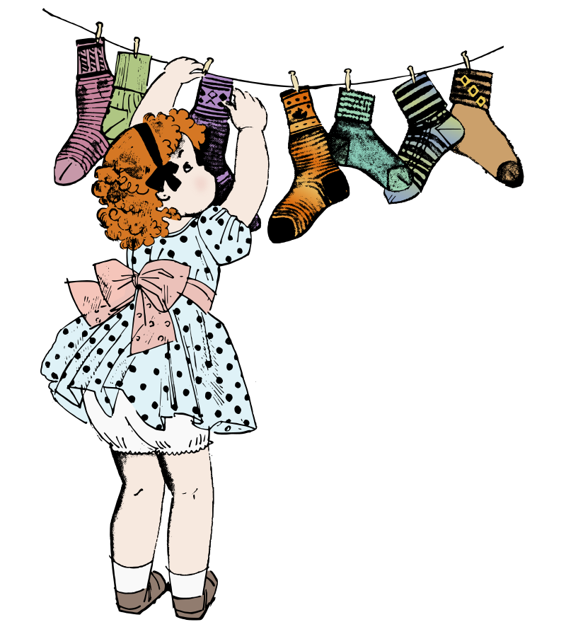 Little Girl with Laundry Socks - Colour Remix