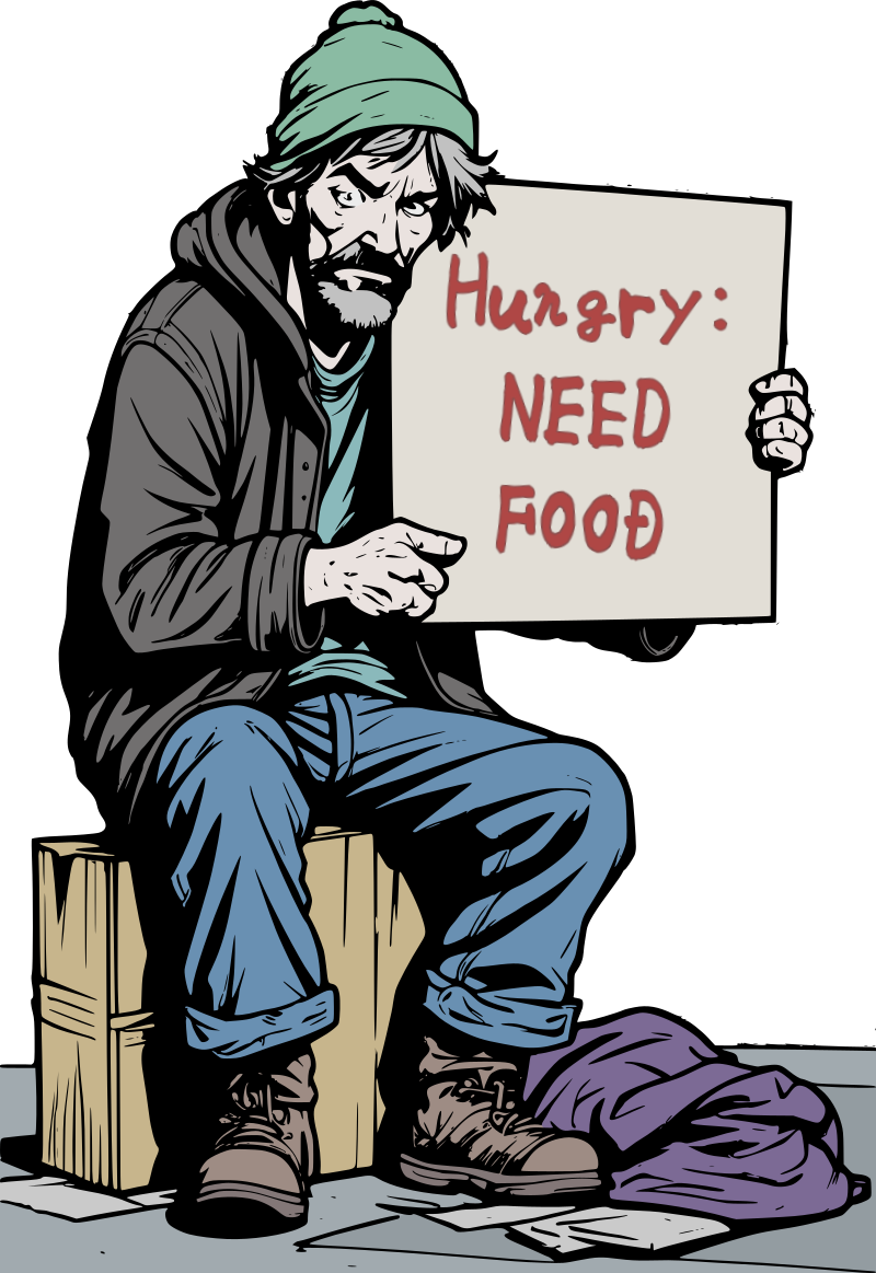 Homeless Guy Holding Hungry Sign