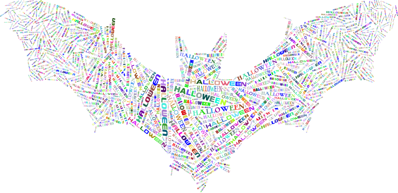 Halloween Bat Typography Colorful