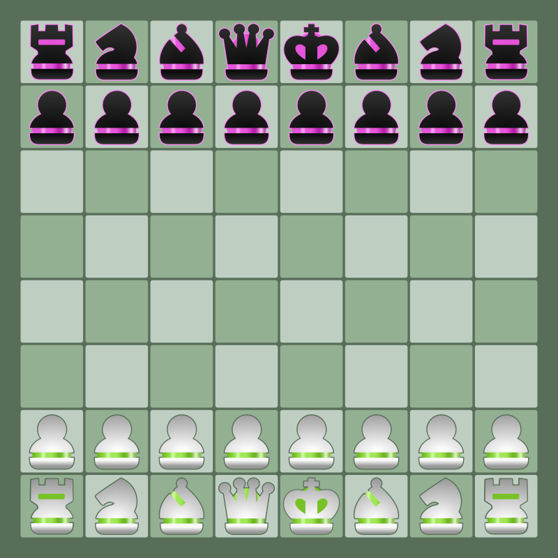 Chess Game Set witch FlyorDream Style Chess Pieces - Green board