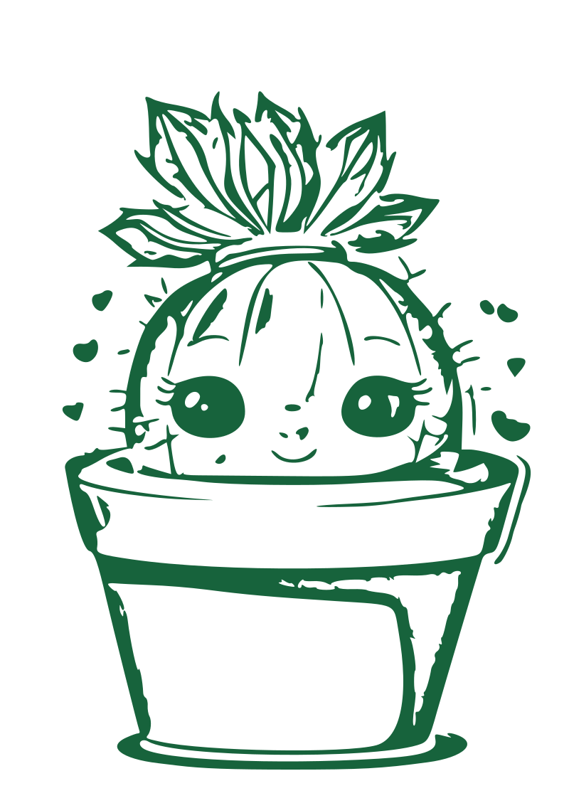 Cute Smiling Cactus in Pot