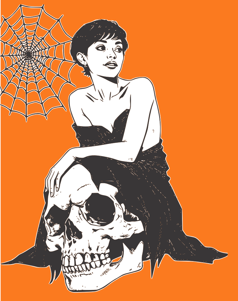 Woman with skull