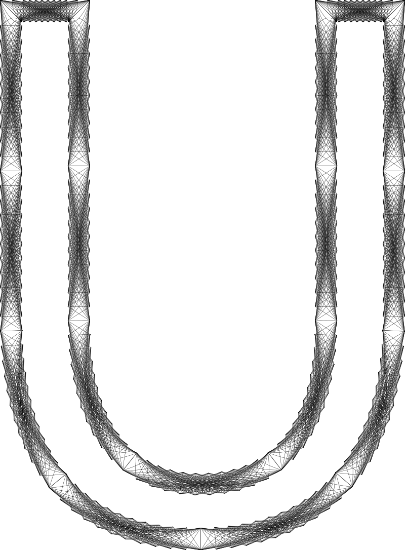 Geometry Wireframe Alphabet U