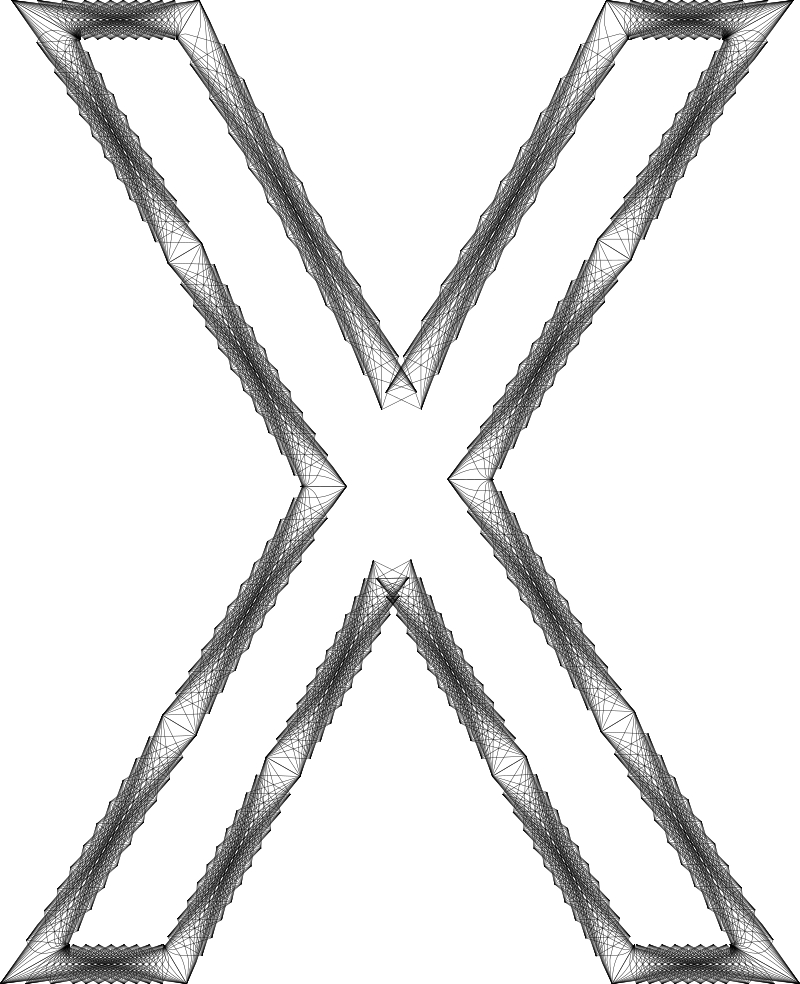 Geometry Wireframe Alphabet X