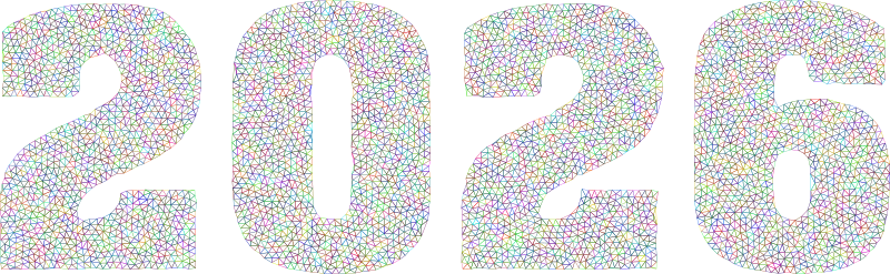 2026 Typography Triangular Line Art Colorful