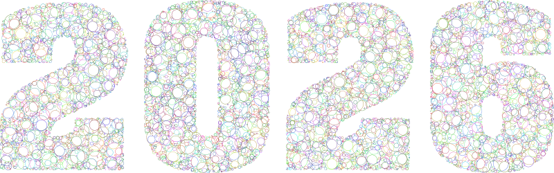 2026 Typography Circles Outlines Colorful