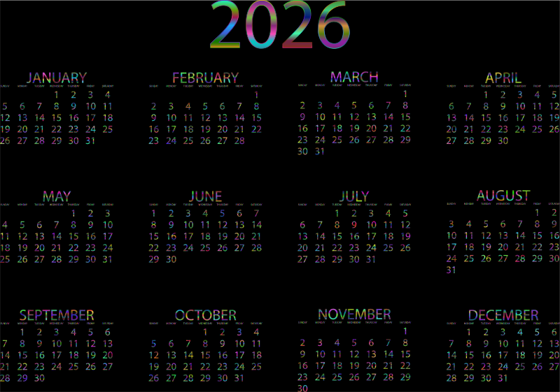 2026 Calendar Polyprismatic