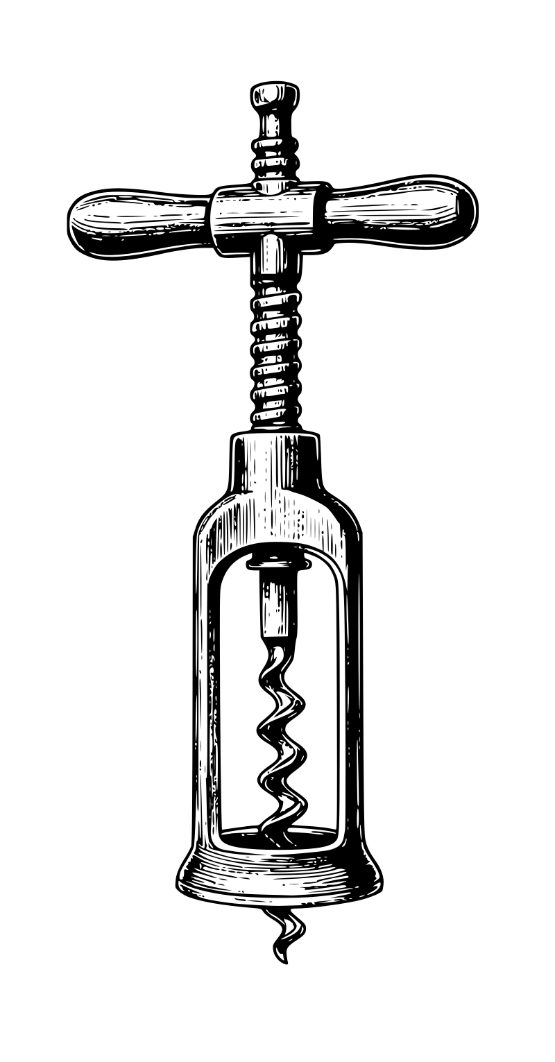 Corkscrew in Japanese Line Ink Style