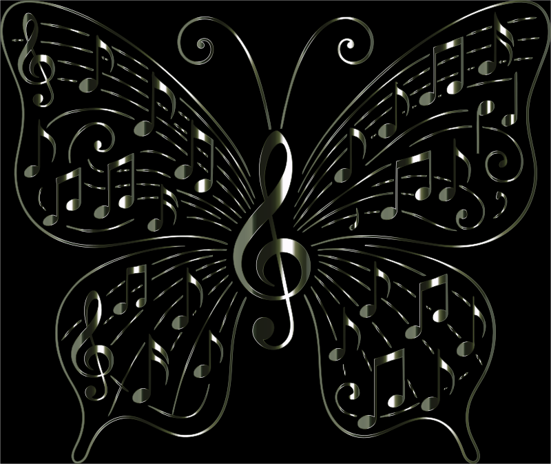Music Butterfly Vectorized Lacquered Chrome
