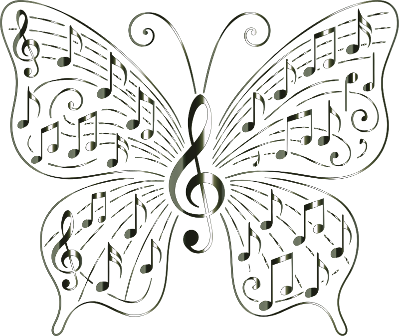 Music Butterfly Vectorized Lacquered Chrome No BG