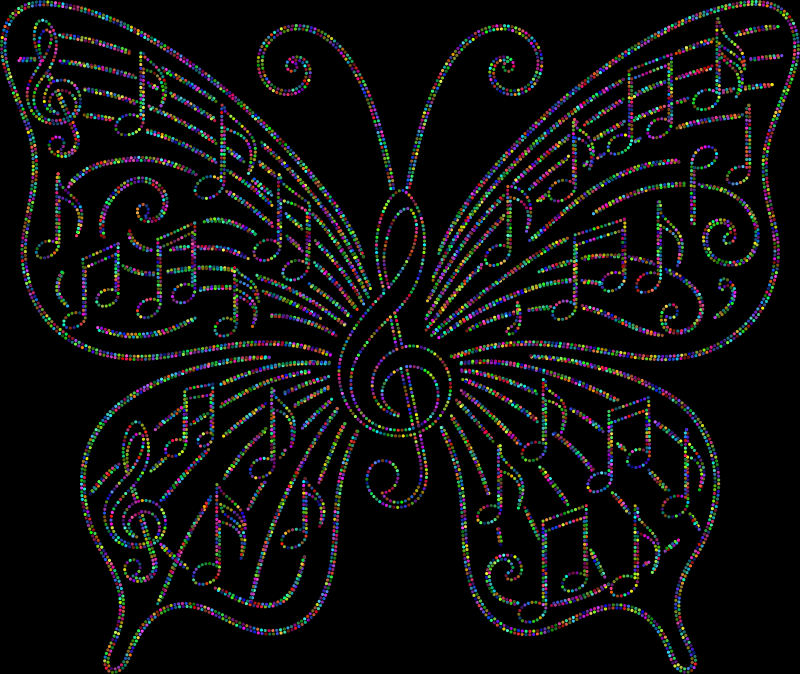 Music Butterfly Vectorized Dots Colorful
