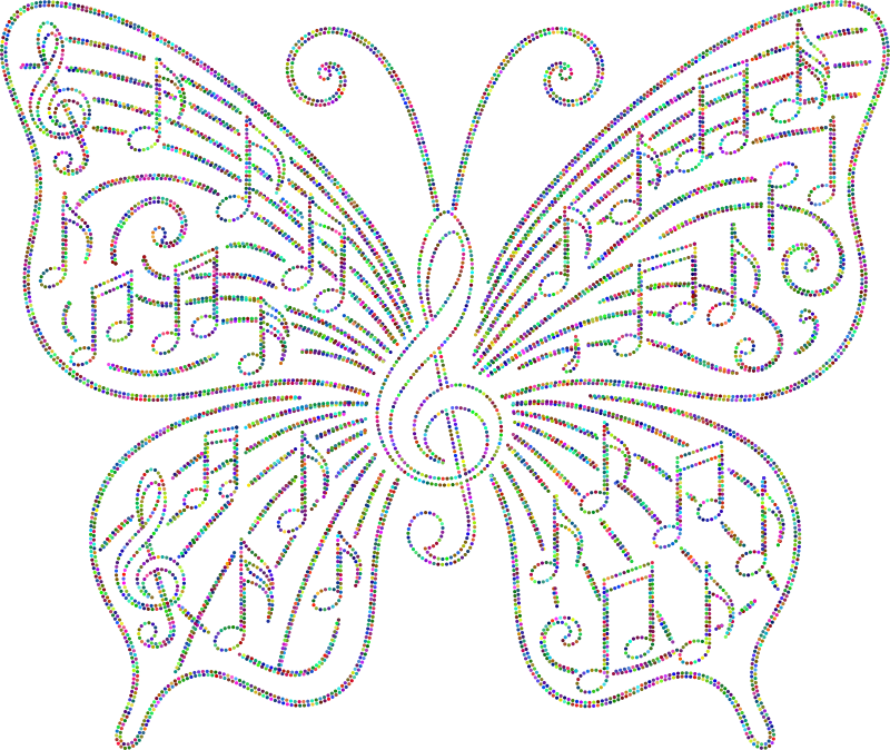 Music Butterfly Vectorized Dots Colorful No BG