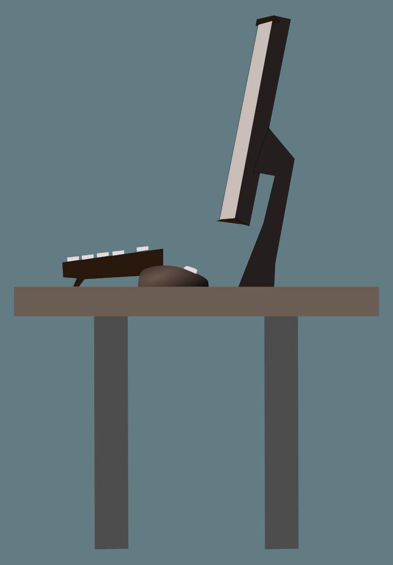 Computer Desk, Screen, Keyboard, Mouse