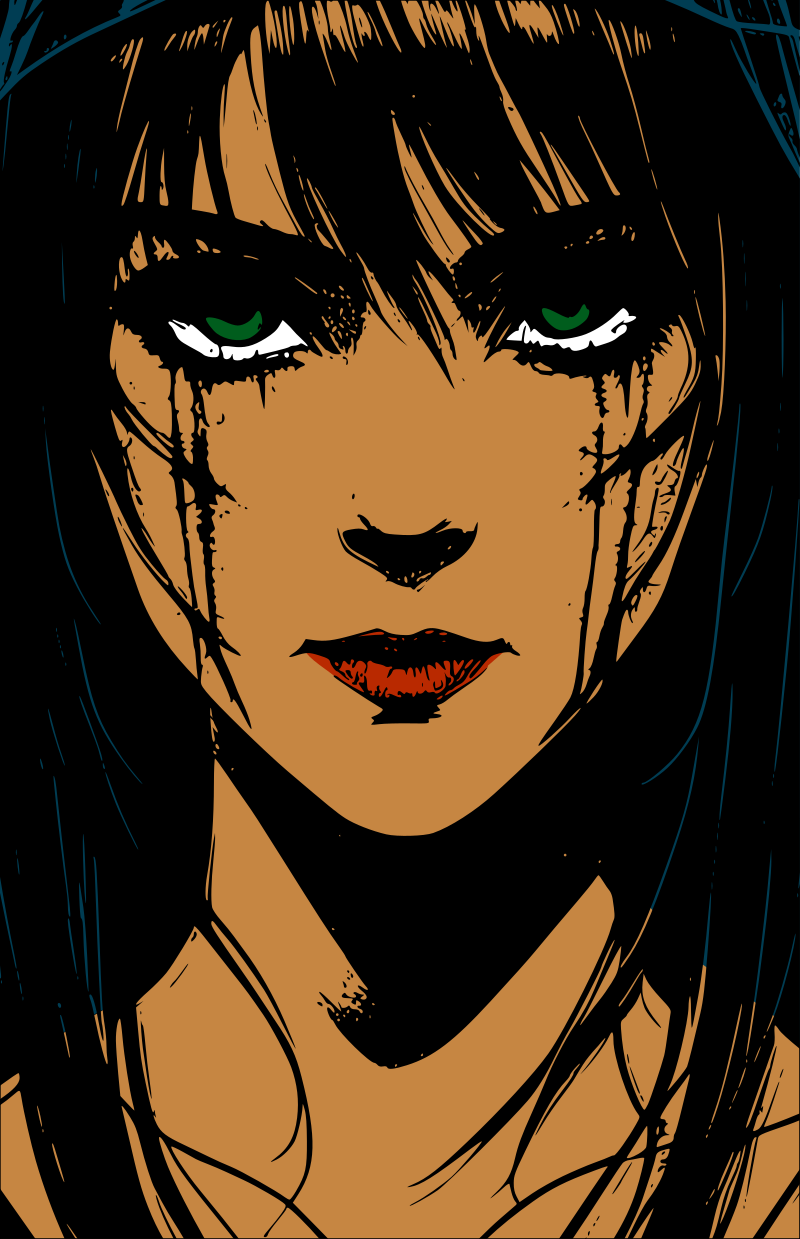 Woman with wet hair colour remix