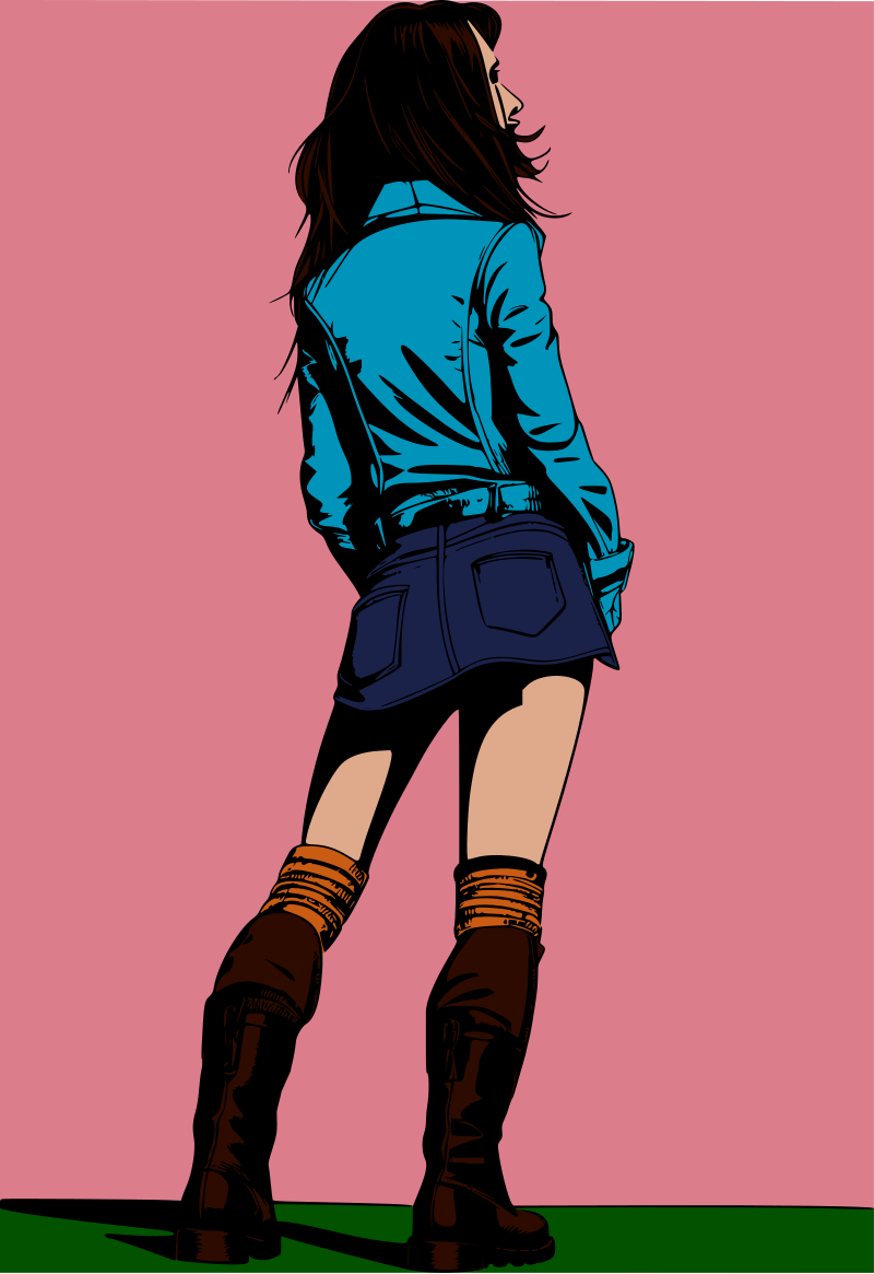 Woman in short skirt and boots remix