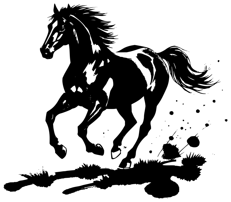 Running horse with terrain