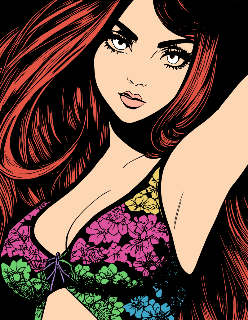 Woman in flower dress remix