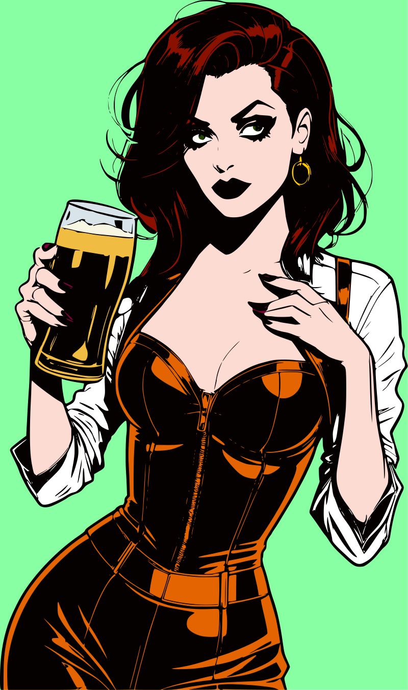 Goth woman holding beer remix