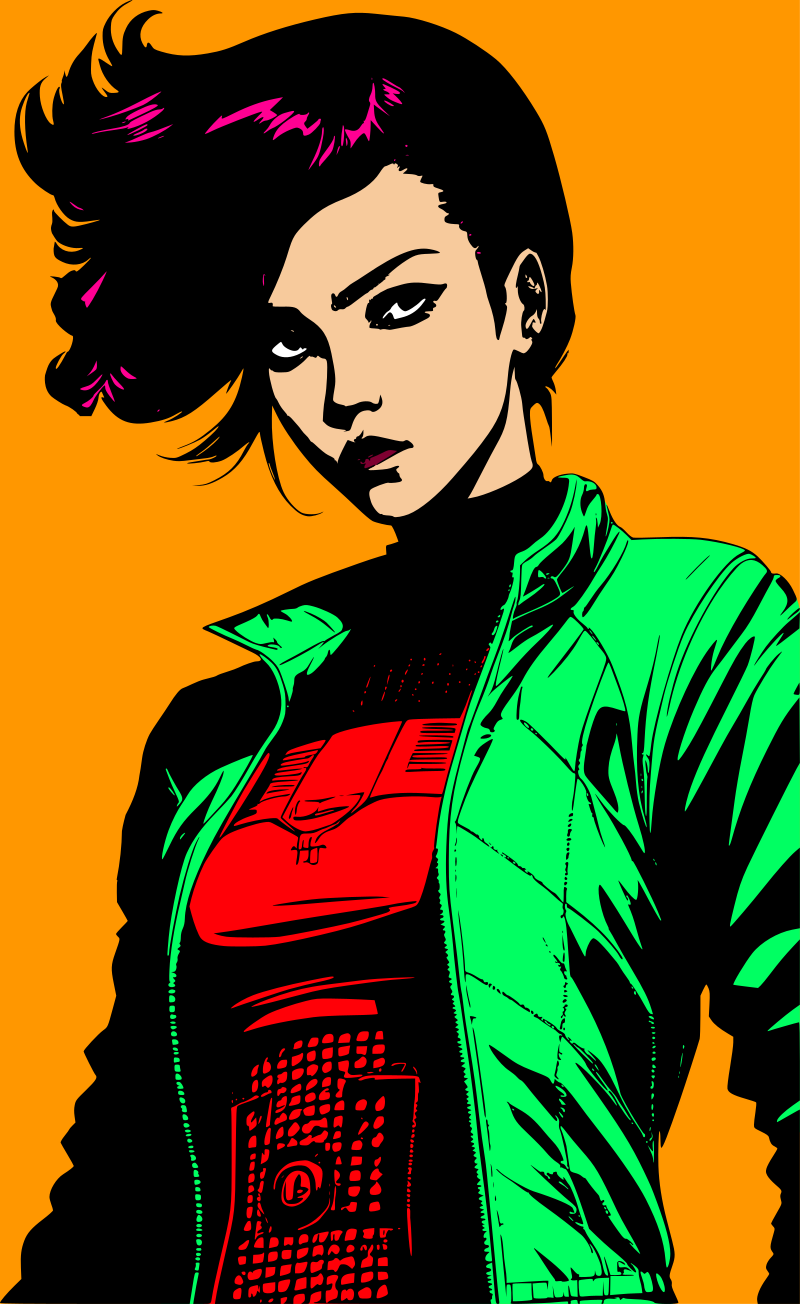 Cyberpunk woman in the city remix