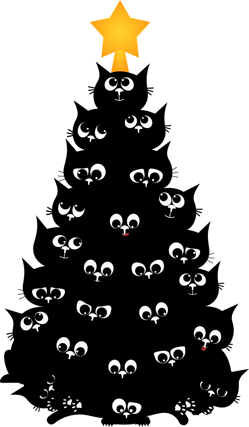 Black cats Christmas tree