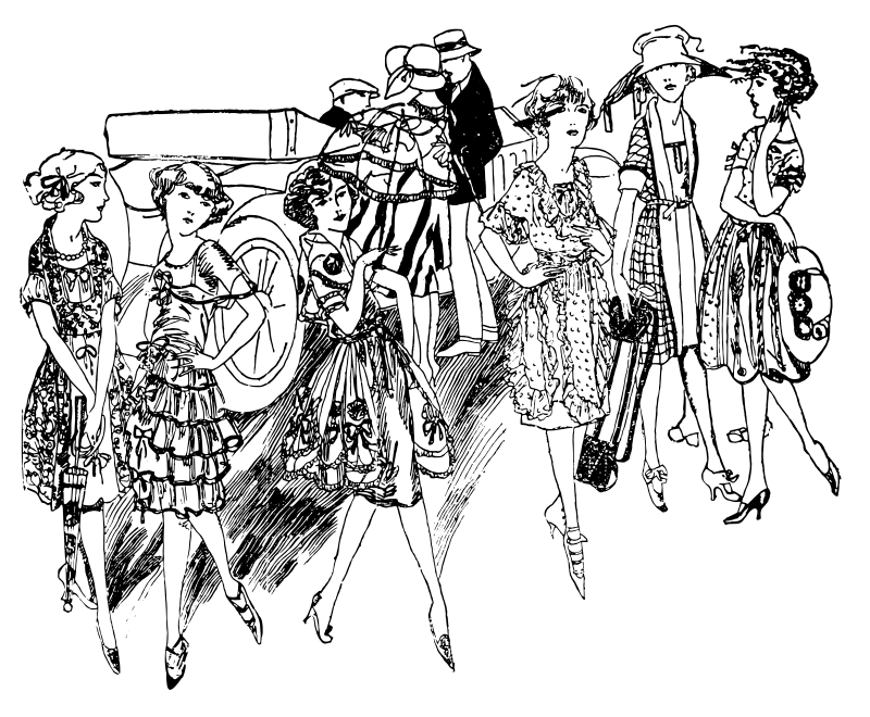 Six Girls in Front of a Car