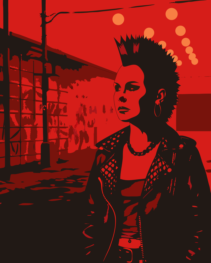 Punk woman in leather jacket