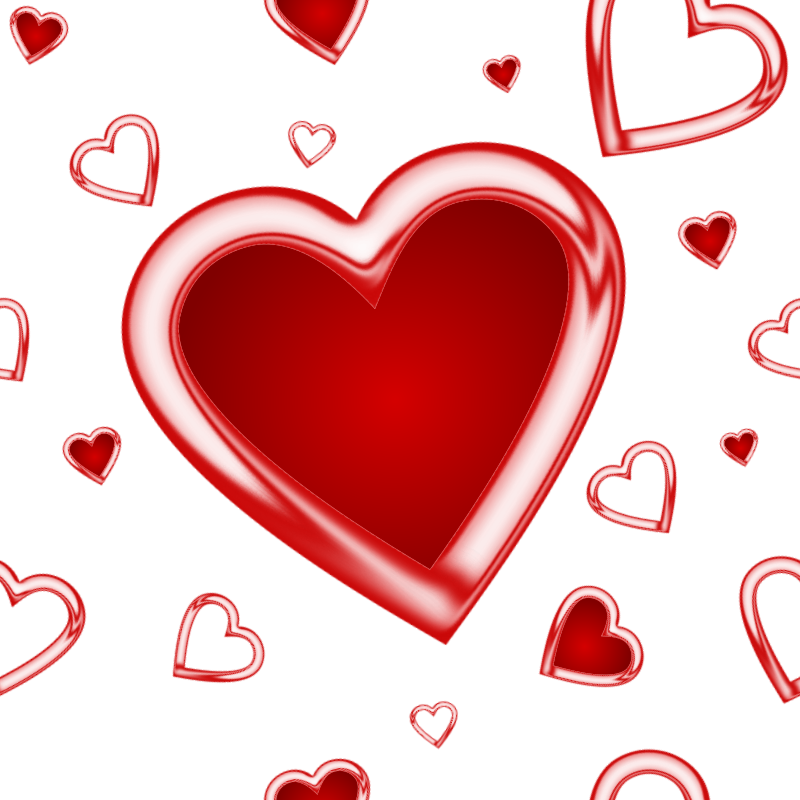 Red metallic heart frames transparent background