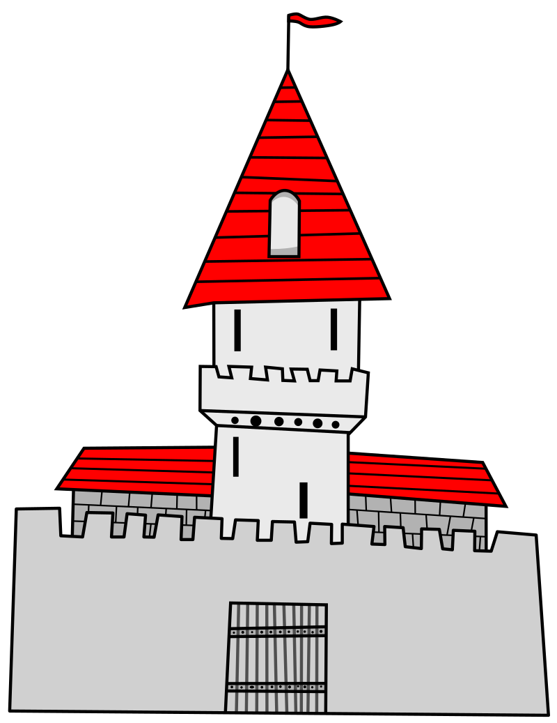 Cartoon Grey and Red Castle