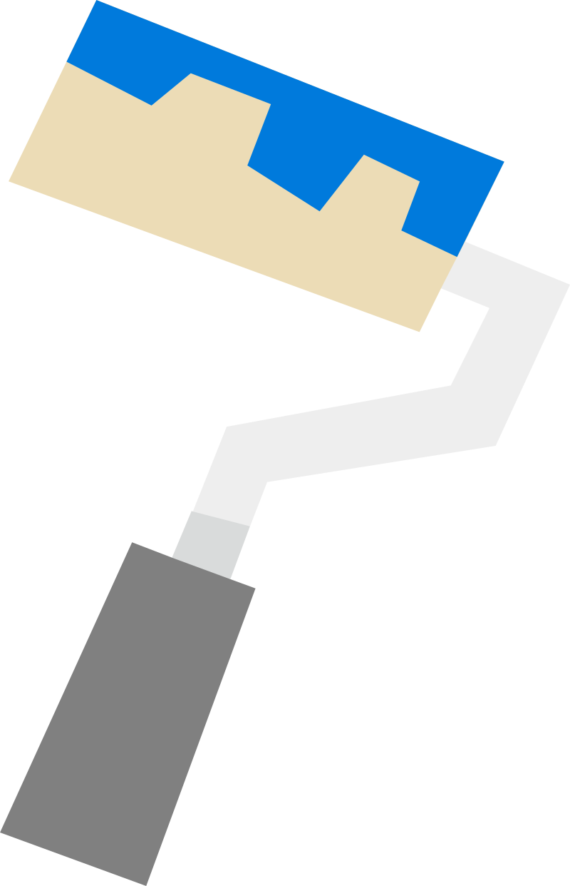 Grey Paint Roller Brush With Blue Paint Icon