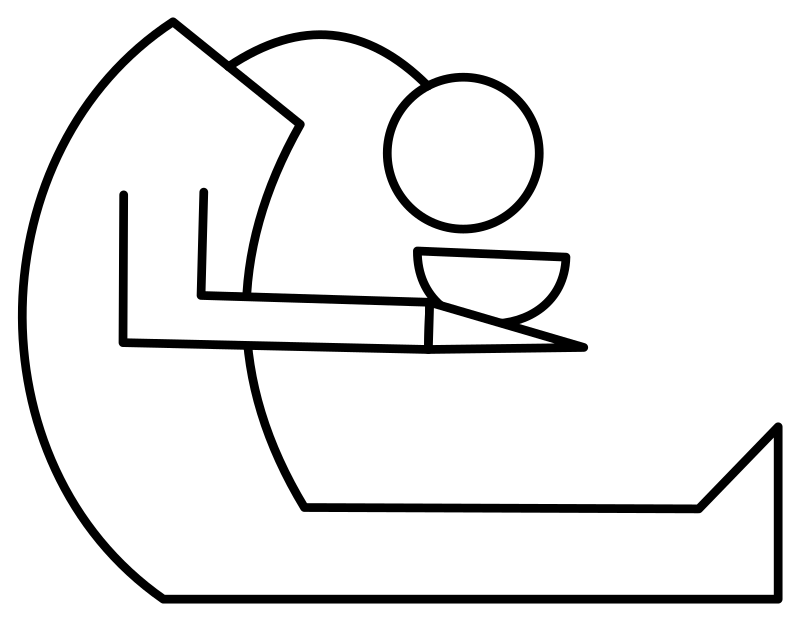 Minimal Person Sitting Bent Over Bowl in Hands