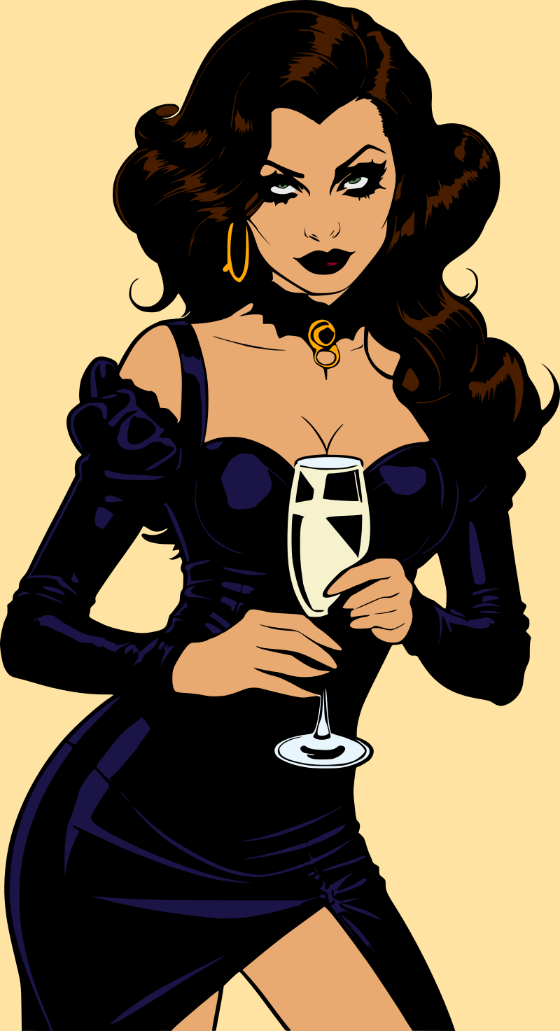 Goth woman with champagne remix