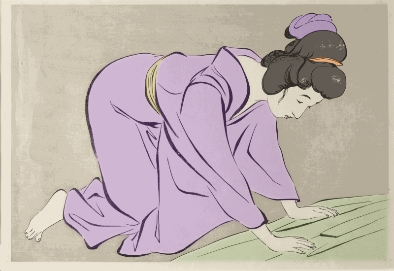 Woman Folding Kimono - Basic Colour Remix