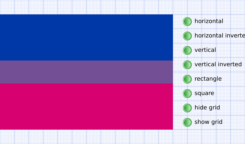 Bisexual pride flag horizontal/vertical stripes, square or rectangle