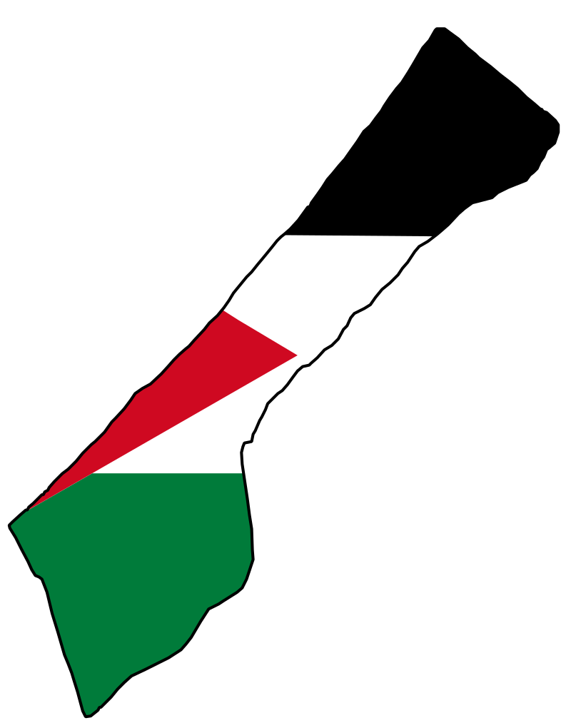 Gaza strip map and Palestine flag
