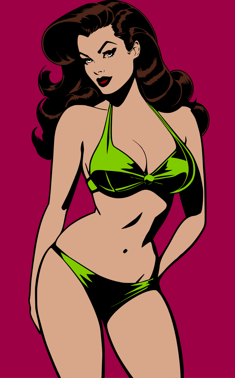 Bikini pin-up woman remix
