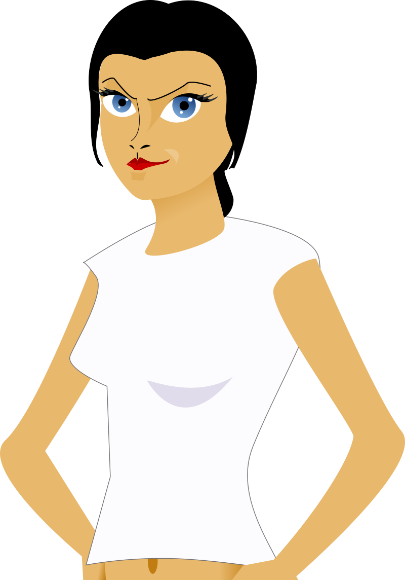 Angry student girl with brown hair