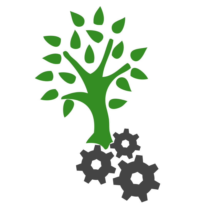 Green engineering climate solution tree with gears